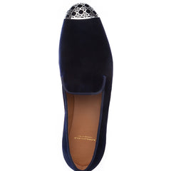 CARRAWAY VELOUR NAVY SLIPPERS | image 4