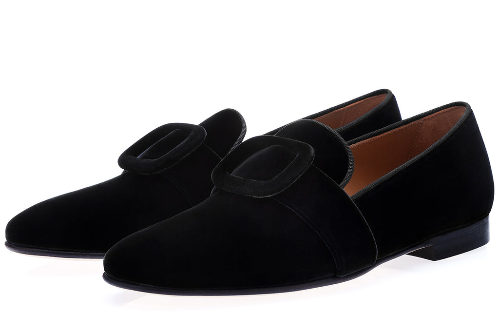 SAVOY VELOUR BLACK SLIPPERS