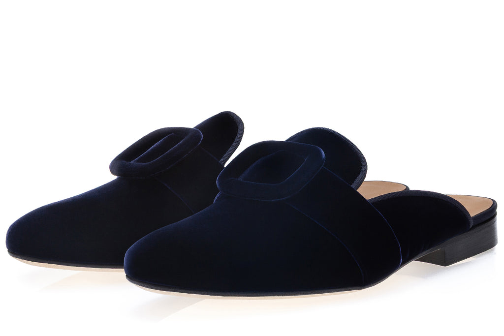 SAVOY VELOUR NAVY MULES