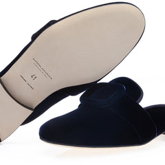 SAVOY VELOUR NAVY MULES | image 2