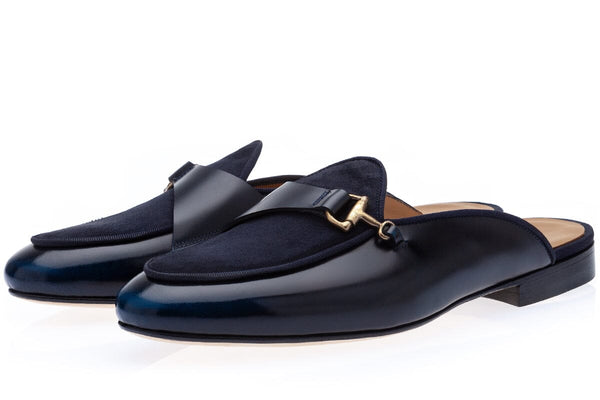 TANGERINE 12 CORDOVAN NAVY MULES Mules Superglamourous