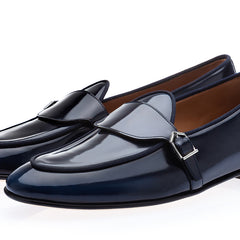 TANGERINE 15.1 BRUSHED NAVY BELGIAN LOAFERS | image 1