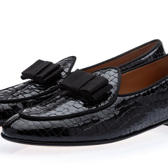 TANGERINE 3 CROCOLUX BLACK BELGIAN LOAFERS | image 1