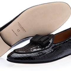 TANGERINE 3 CROCOLUX BLACK BELGIAN LOAFERS | image 2