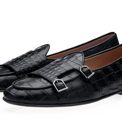 TANGERINE 7 CROCODILE BLACK BELGIAN LOAFERS | image 1