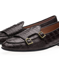 TANGERINE 7 CROCODILE COCOA BELGIAN LOAFERS | image 1