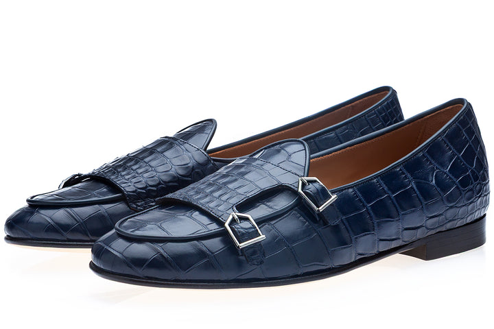 TANGERINE 7 CROCODILE NAVY BELGIAN LOAFERS