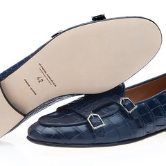 TANGERINE 7 CROCODILE NAVY BELGIAN LOAFERS | image 2