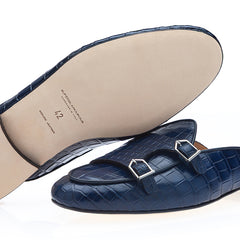 TANGERINE 7 CROCODILE NAVY MULES | image 2