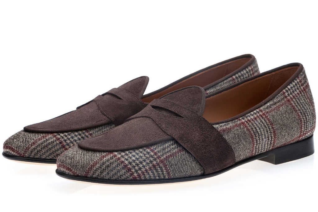 TANGERINE 9 TARTAN COCOA BELGIAN LOAFERS