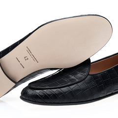 TANGERINE CROCODILE BLACK BELGIAN LOAFERS | image 2