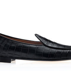 TANGERINE CROCODILE BLACK BELGIAN LOAFERS | image 3