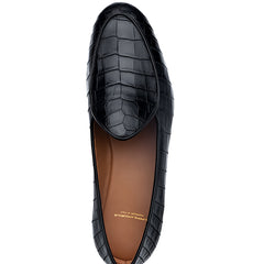 TANGERINE CROCODILE BLACK BELGIAN LOAFERS | image 4